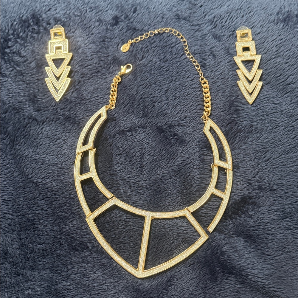 ALDO Elegant Gold Geometric Necklace and Earring Set